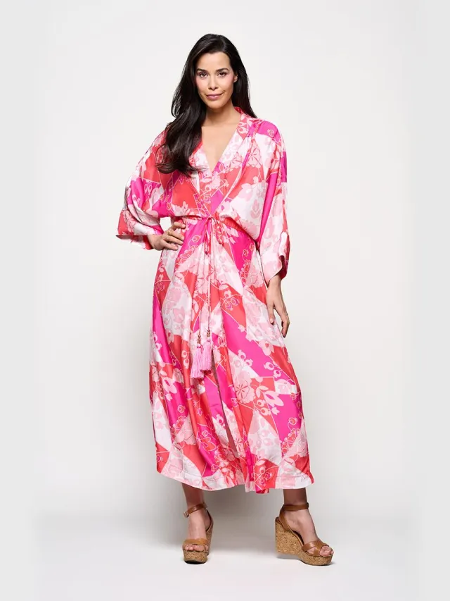 Mart Visser Caroline Tensen Islay Kimono Jurk Roze / Multi