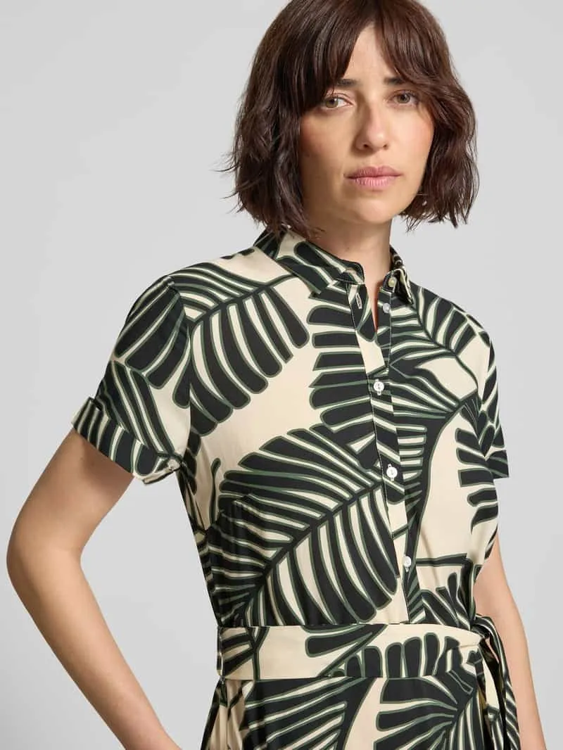 Christian Berg Woman Selection Overhemdjurk van viscose met strikceintuur zand, foto 5