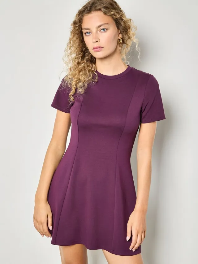 Apricot Mini-jurk van jersey met uitlopende rok Purple