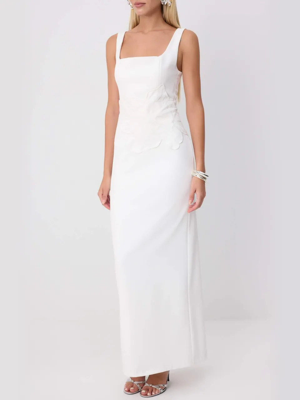 Trendyol TRENDYOLMİLLA Dames Wit Effen Maxi Mouwloos Diploma-uitreiking / Gala Recht Avond & Gala Jurk, foto 2