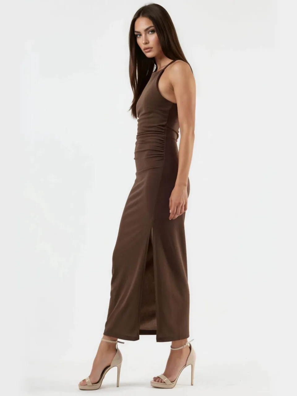 Busem Maxi-jurk met Drapeelement bruin, foto 2