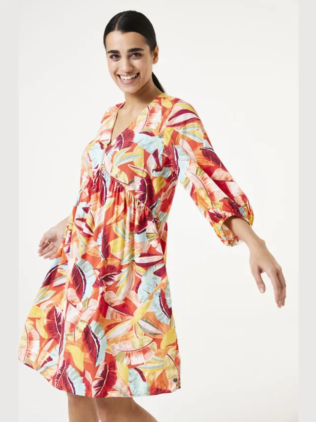 Garcia Dames Print Jurk Oranje 3/4 sleeve Orange