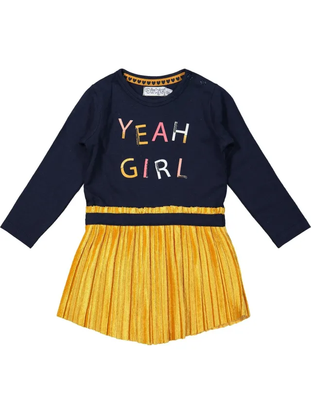 Dirkje Jurk - Navy +warm yellow