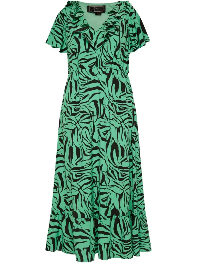 Faina Jurk - zebraprint Groen Zwart