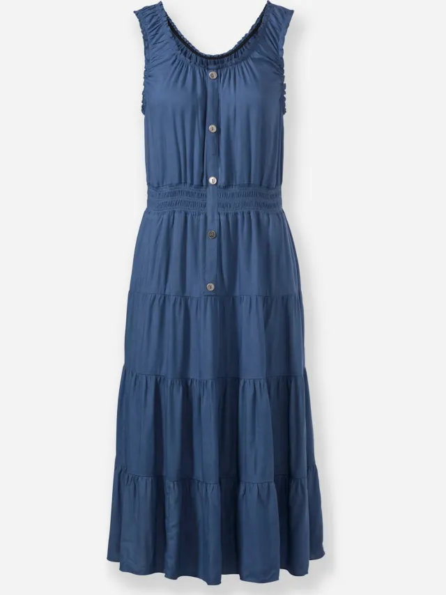 Gelaagde jurk jeansblauw