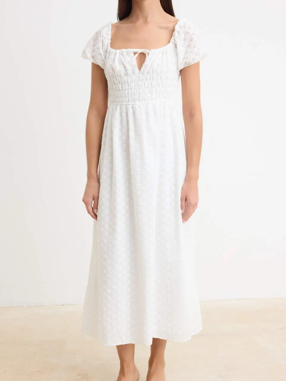 Trendyol TRENDYOLMİLLA Dames Wit Effen Maxi Kort Skater Jurken, foto 2