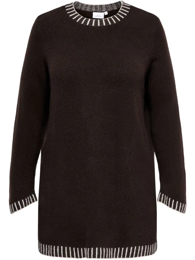 Only Carmakoma Gebreide jurk CARFINA Korte jurk Chocolate Torte 1