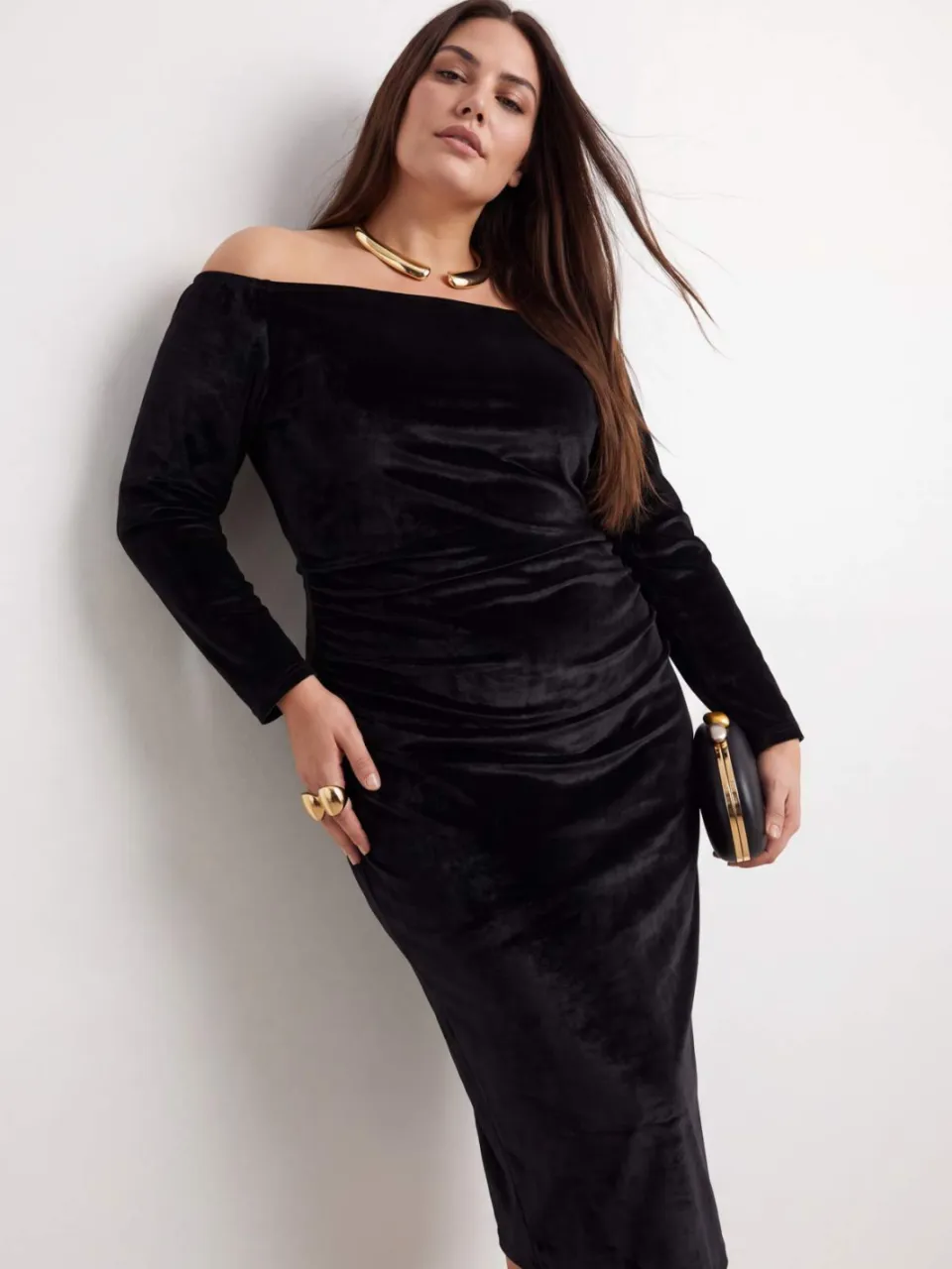 Trendyol Curve Dames Zwart Effen Maxi Lang Bodycon Grote maten Jurk