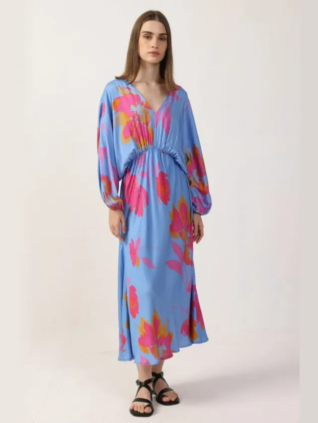 Neu Nomads dames vegan Jurk Helena Pink Poppies Multicolor, foto 2