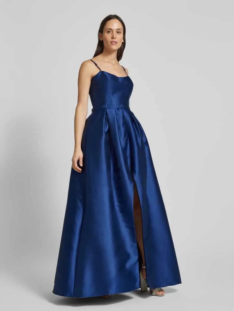 Vera Wang Avondjurk met spaghettibandjes, model 'LECROS' Donkerblauw