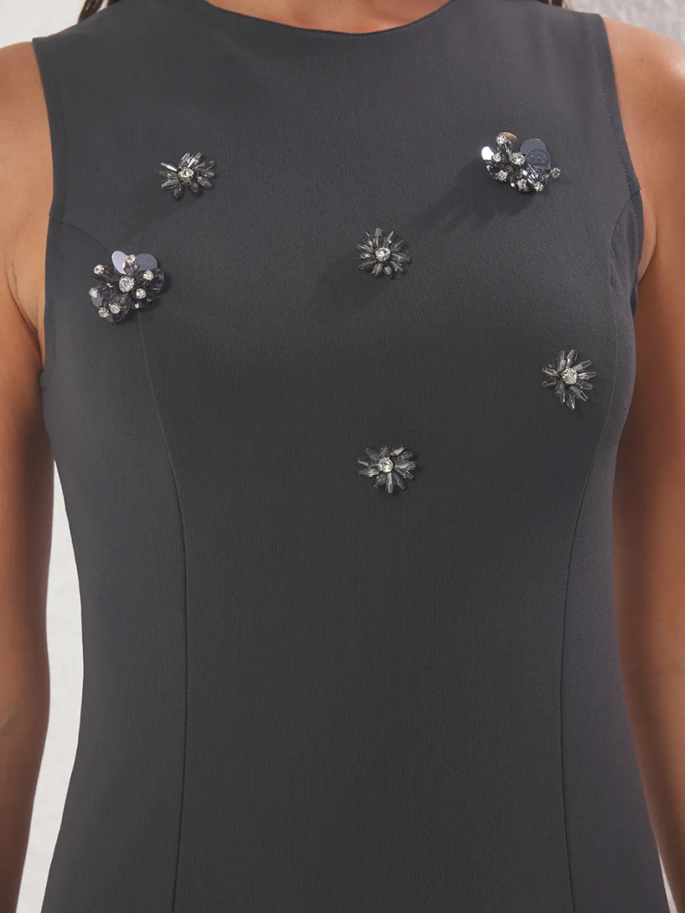 Trendyol TRENDYOLMİLLA Dames Grijs Effen Kort / Mini Mouwloos Casual Bodycon Jurken, foto 2