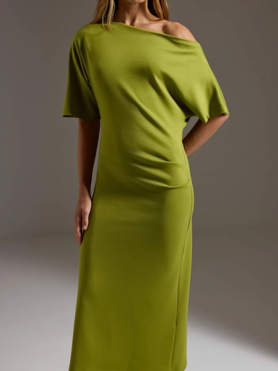 Trendyol TRENDYOLMİLLA Dames Groen Effen Midi Kort A-lijn Jurken, foto 2