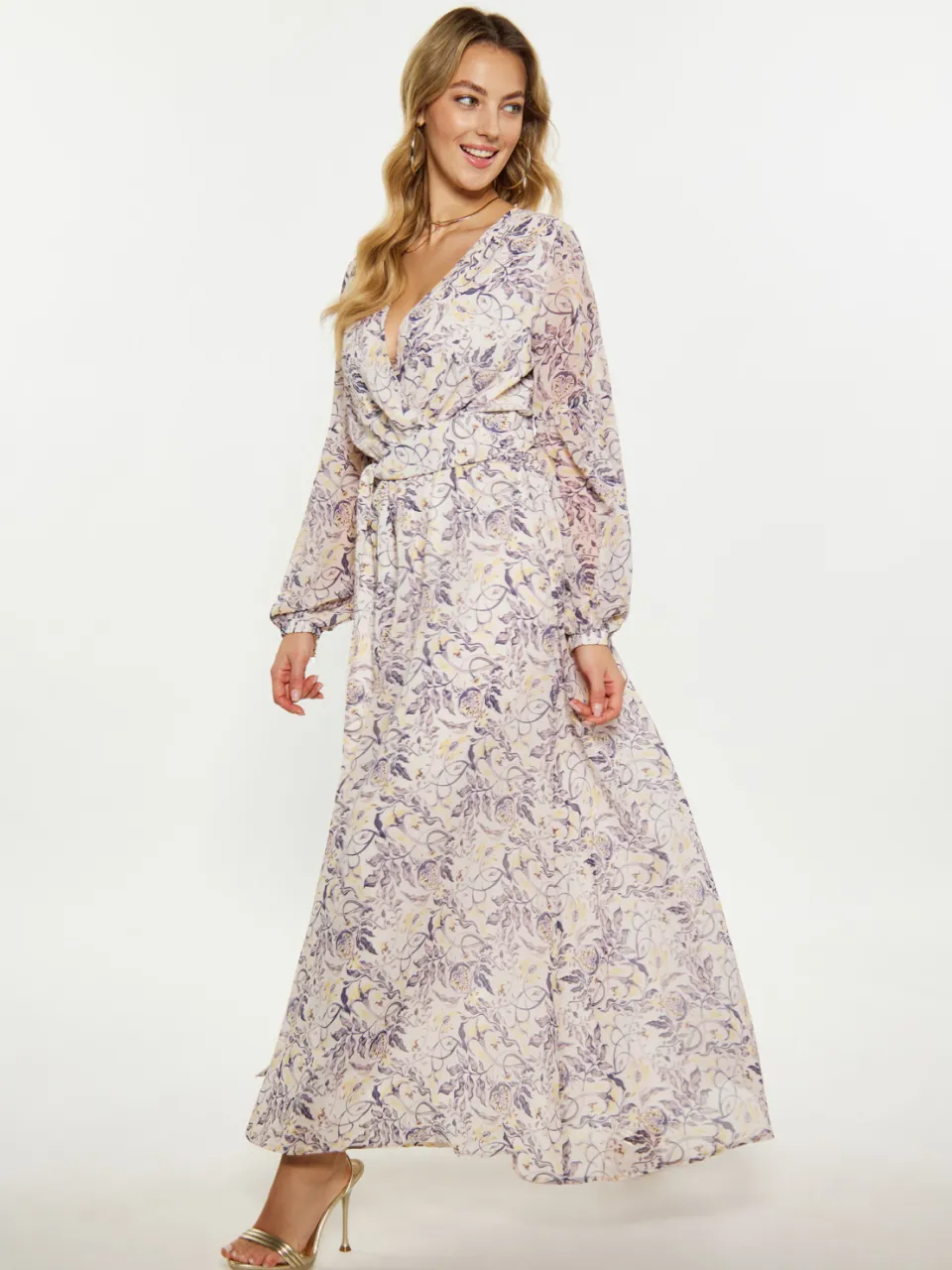 Faina Jurk Dames wit lila Wit/Rosé