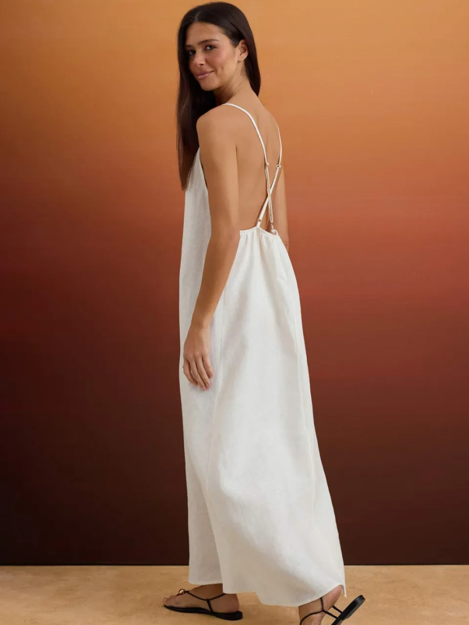 Trendyol TRENDYOLMİLLA Dames Wit Effen Maxi Mouwloos Casual Recht Jurken, foto 2