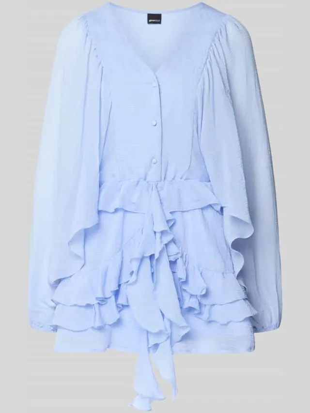 Gina Tricot mini-jurk met ruches lichtblauw, foto 2