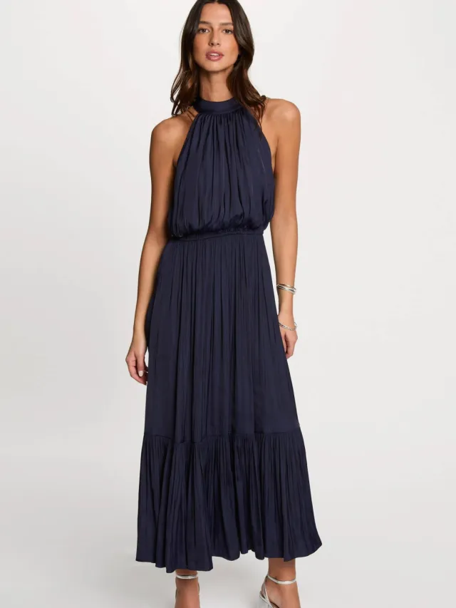 Morgan satijnen jurk marineblauw