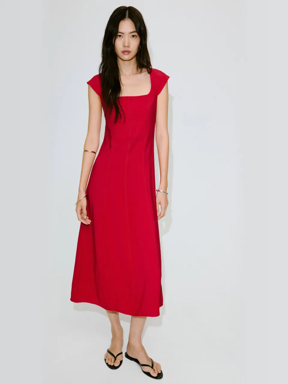 Mango midi zomerjurk - rood, foto 4