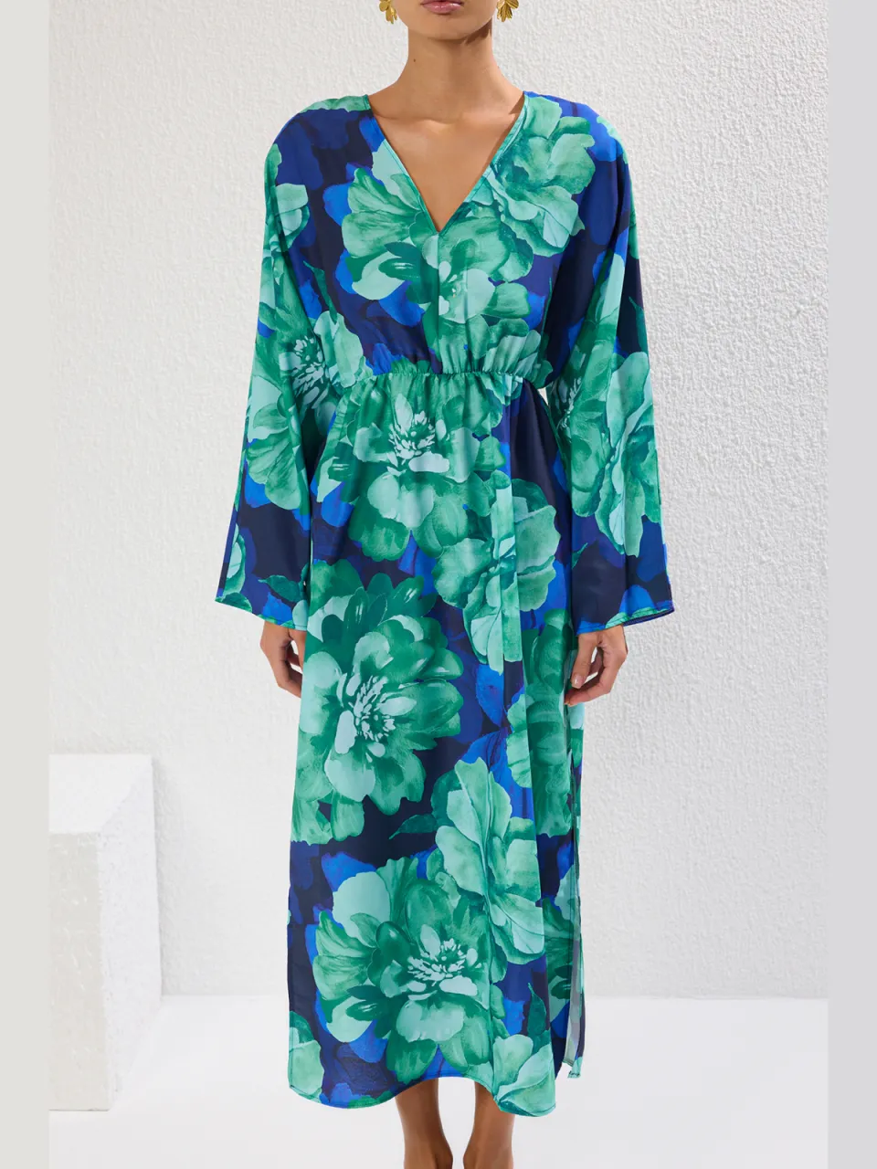 Trendyol TRENDYOLMİLLA Dames Meerkleurig Bloemen Maxi Lang Strandkleding Recht Strandjurken Veelkleurig