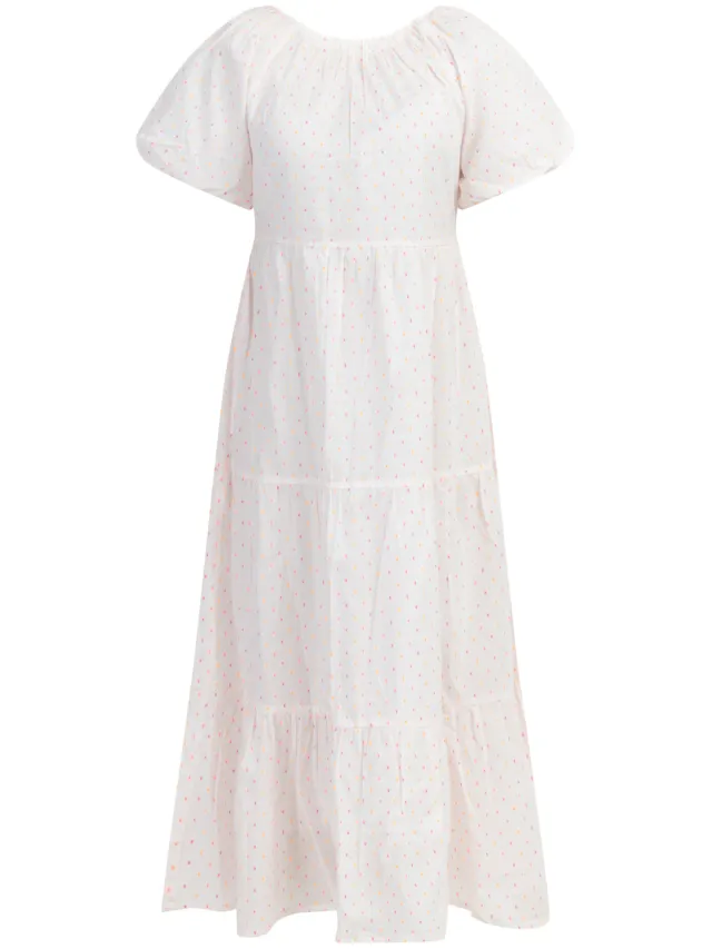 Mymo Maxi jurk Dames Wit roze oranje stippen