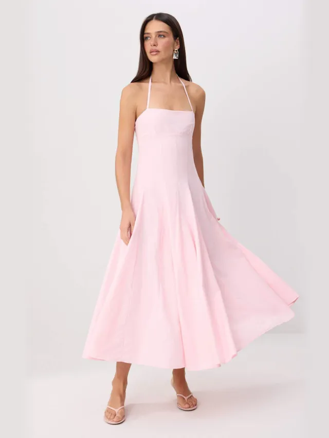 Trendyol TRENDYOLMİLLA Dames Roze Effen Maxi Mouwloos A-lijn Jurken