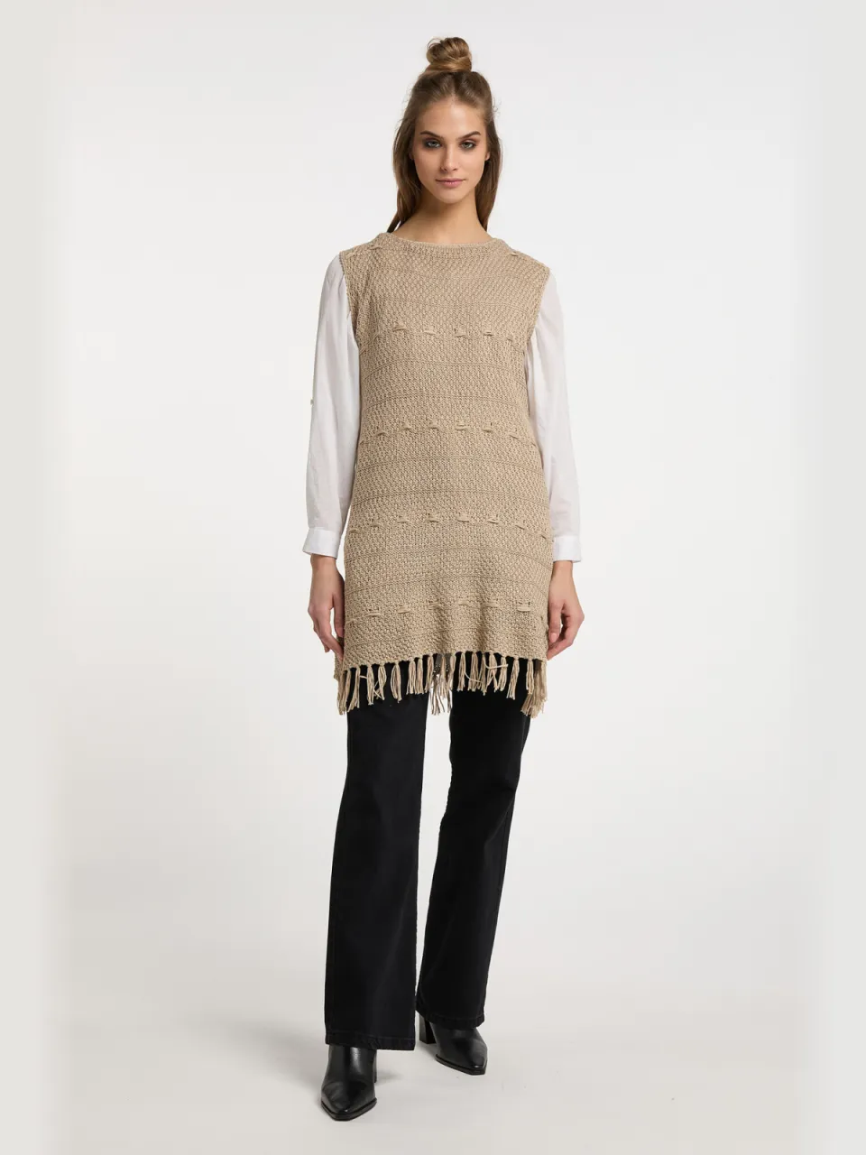 Usha Gebreide jurk Dames beige