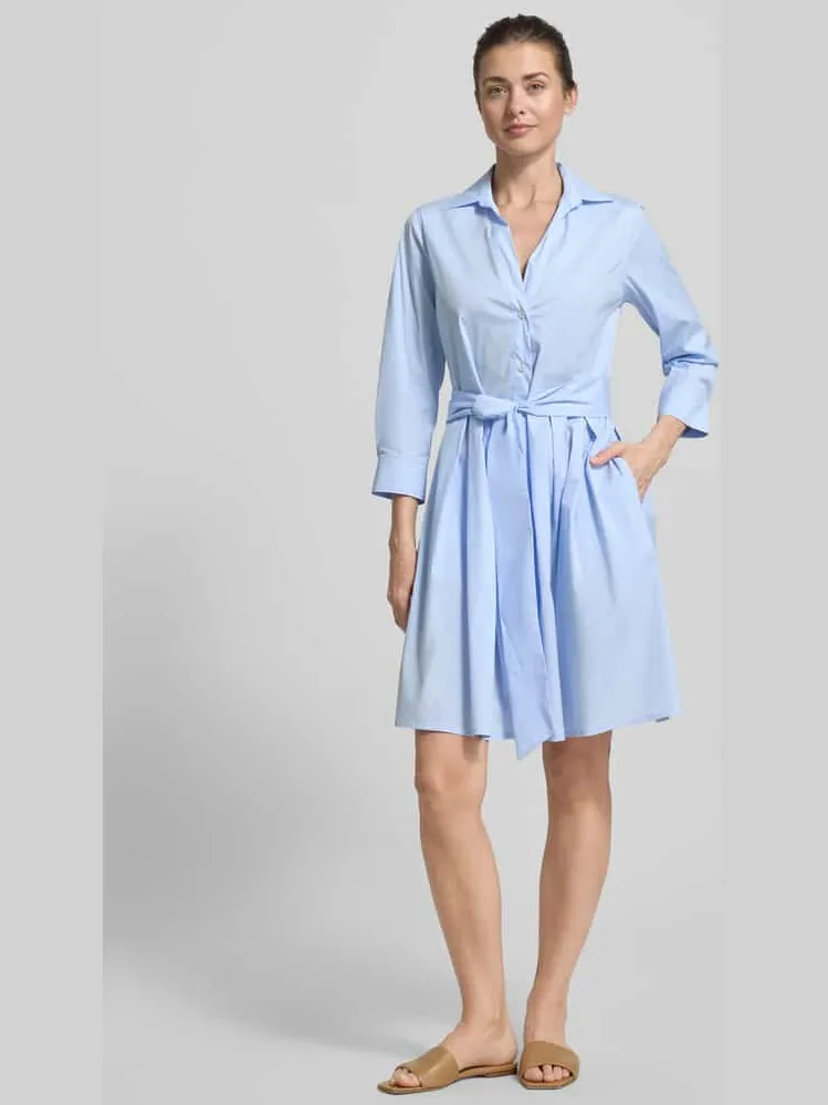 0039 italy Overhemdjurk met strikceintuur model 'JULE' lichtblauw, foto 4