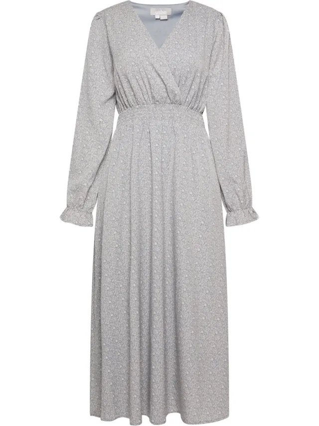 Usha Maxi-jurk met all-over print nowles blauw