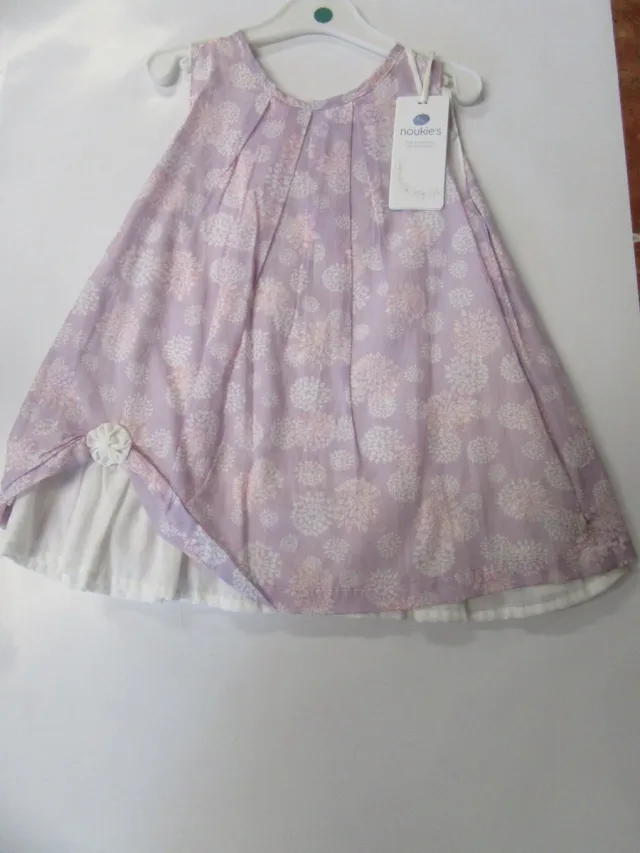 Noukie's Jurk - kleedje zomer -Lila met bloem - 18 maand 86 lila , wit