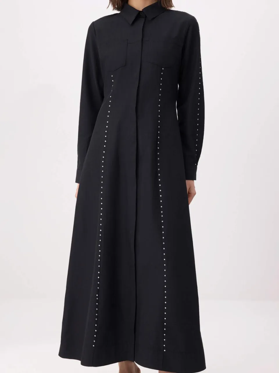 Turkishsouq Dames maxi-jurk, plat model, lang, casual/dagelijks, A-lijn model, geschikt voor hijab zwart, foto 2