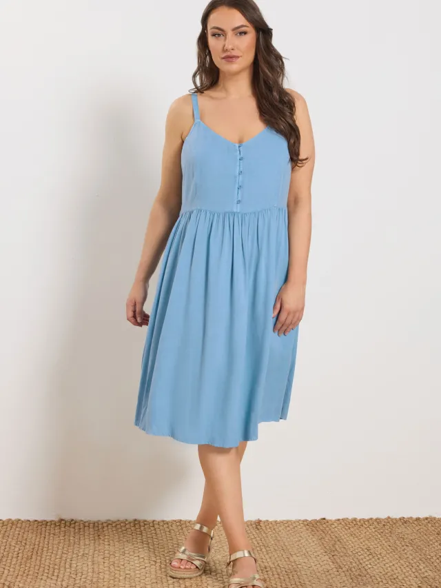 Yours Blauwe Midijurk Met Bandjes-52 Blue
