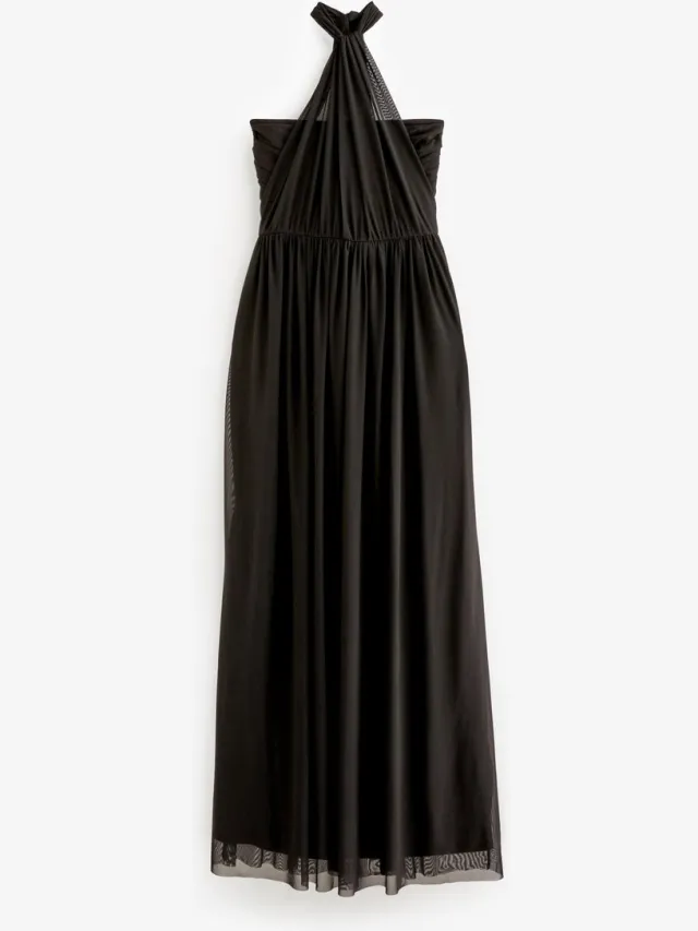 Next Dames - Mesh multiway maxi-jurk voor bruidsmeisjes en bruiloftsgasten - Zwart Black