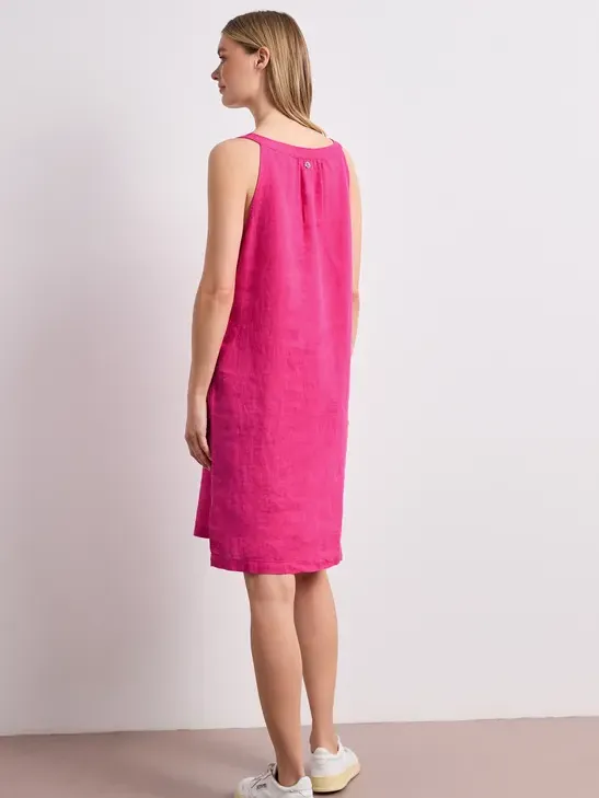 Street One Linnen knielange jurk met gespleten hals roze, foto 3