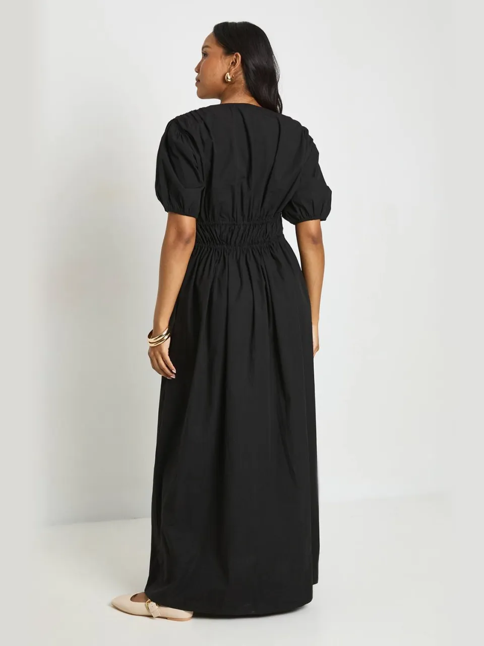 boohoo Dames Zwangerschaps Geplooide Maxi Jurk Met Strikdetail Aan De Voorkant zwart, foto 2