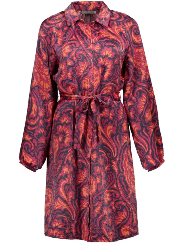Geisha Jurk Jurk Met Paisleyprint 67570 20pl 000675 Navy/coral Dames Maat