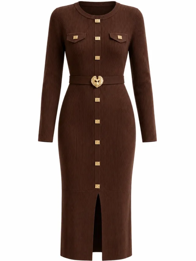 Elara Maxikleid Braun