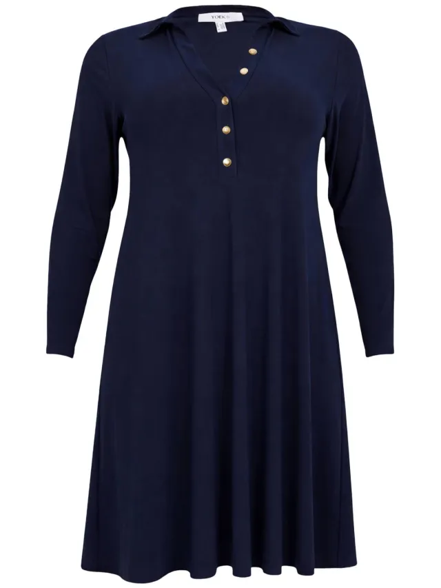 Yoek midi-jurk blauw