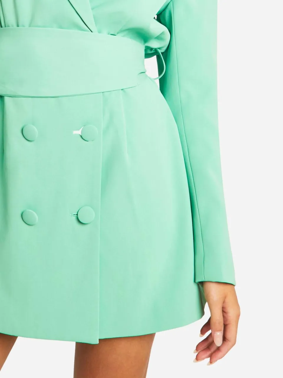 boohoo Dames Obi Tie Taille Getailleerde Blazerjurk smaragdgroen, foto 3
