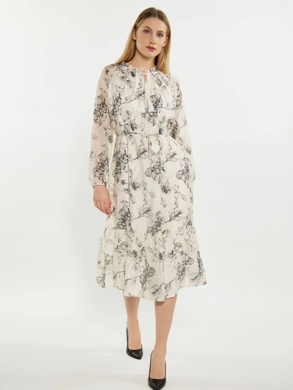 dreimaster Jurk Dames zwart en wit Zwart/Gebroken wit