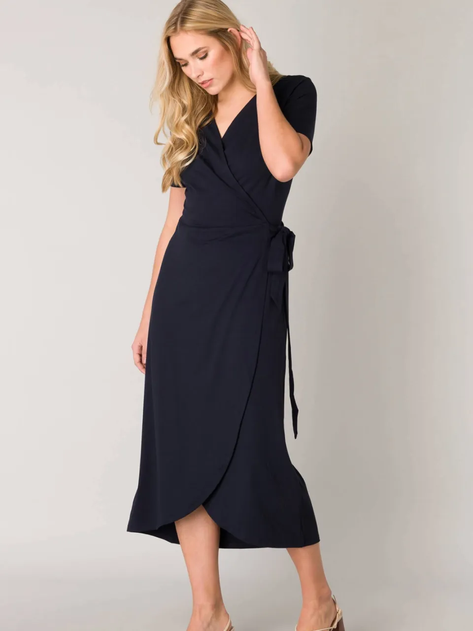 Base Level jersey wikkeljurk Yvie donkerblauw, foto 4