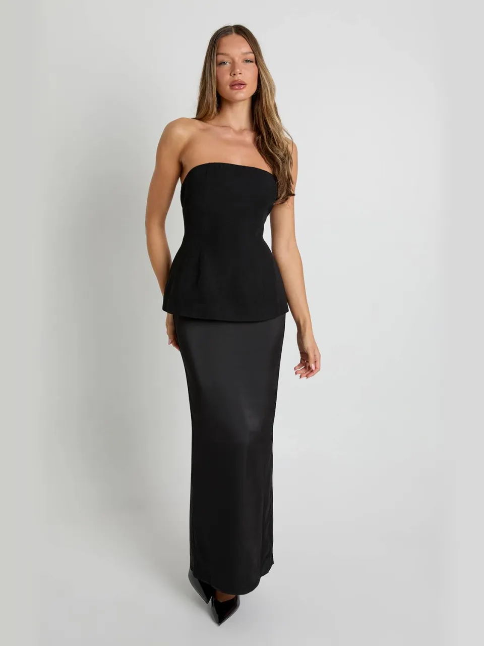 boohoo Dames Bandeau 2 in 1 Maxi-jurk zwart, foto 2