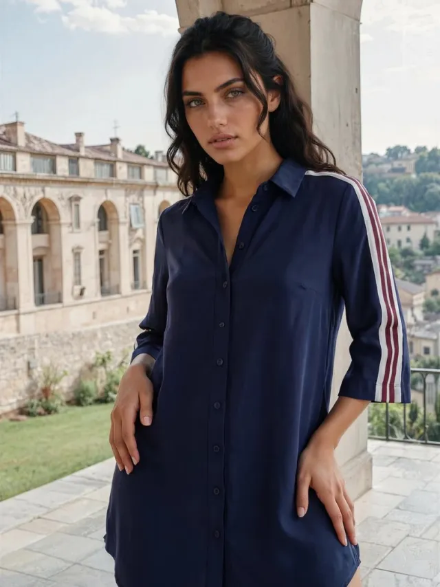 Mi Piace Travel Jurk Tape 2665 Dark Blue - Maat : Blauw