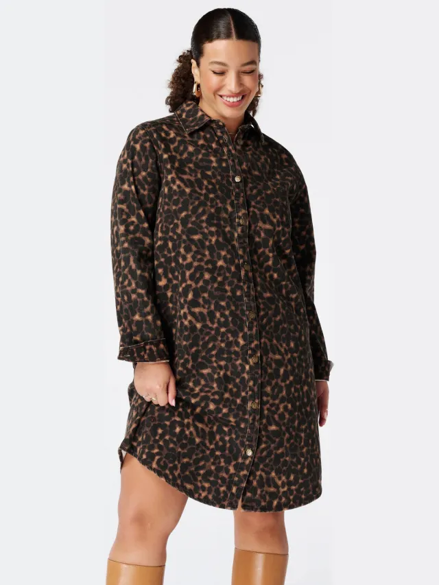 MS Mode blousejurk Plus Size met panterprint - bruin Bruin/beige