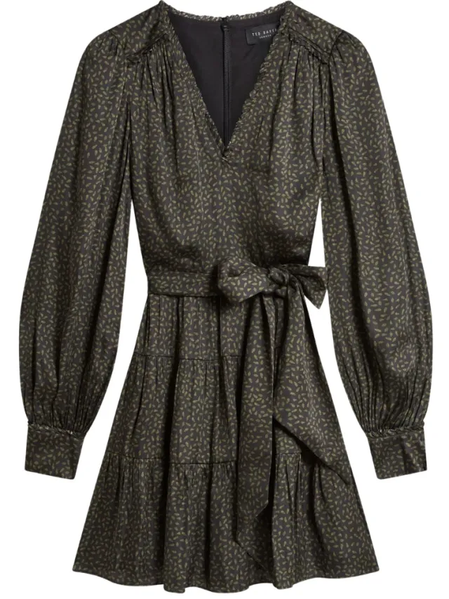 Ted Baker Phoeba Bedrukte, Gelaagde, Zwarte Mini-jurk Met Ceintuur, foto 2