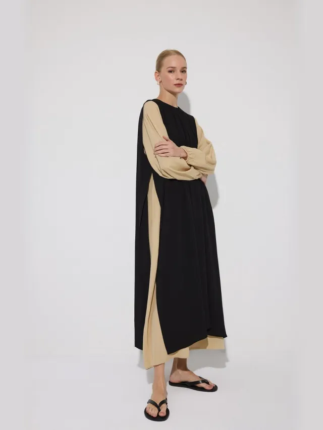 TOUCHÉ PRIVÉ Viscose jurk in contrastkleuren - Zwart - Dames