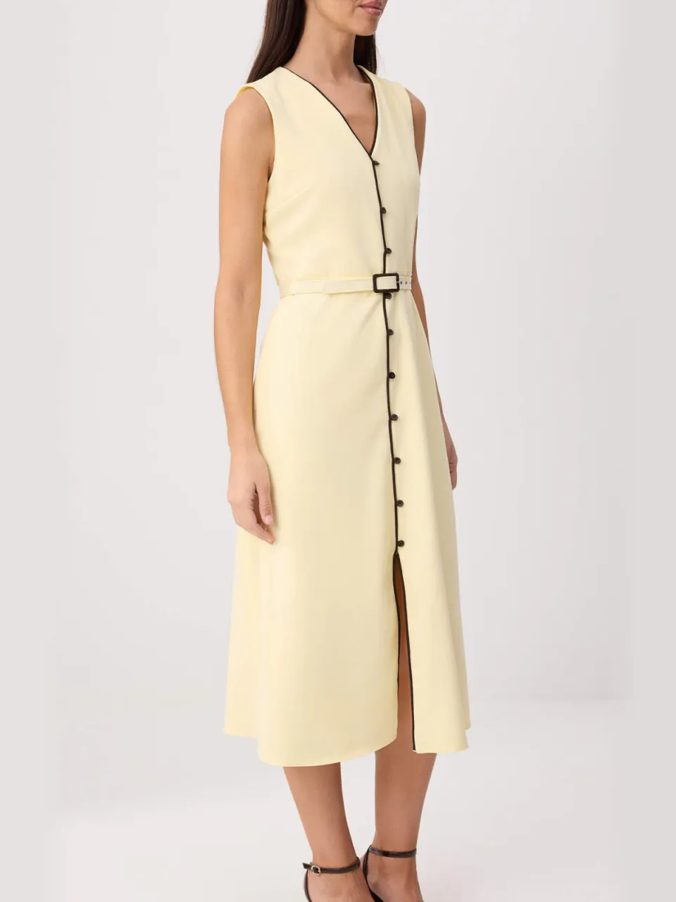 Trendyol TRENDYOLMİLLA Dames Geel Effen Midi Mouwloos Avond / Dagelijks Blousejurk Jurken, foto 2