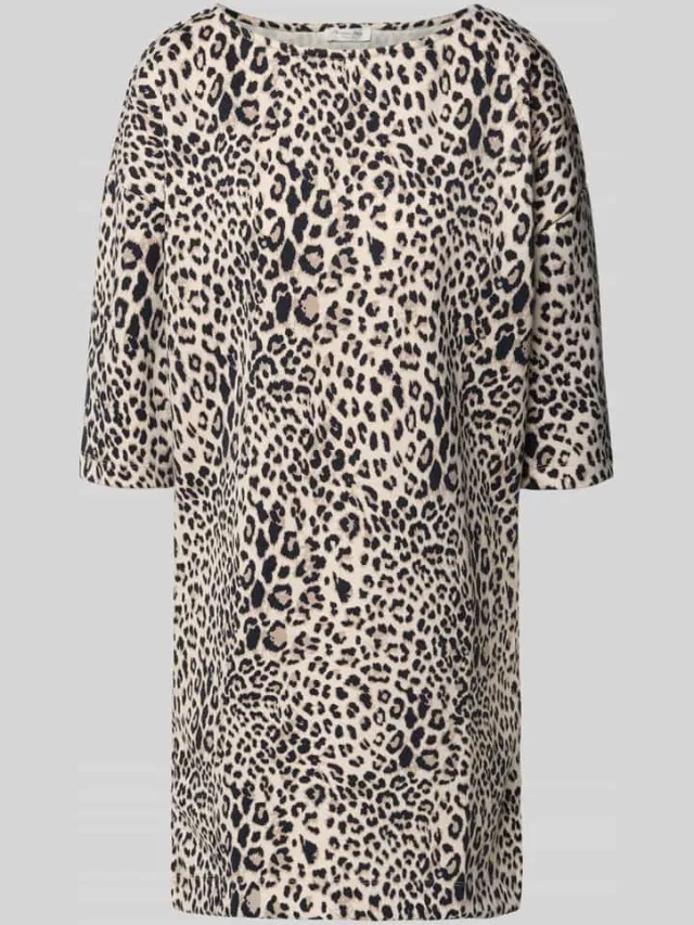 Christian Berg Woman Jurk met effen design en dierenprint zand, foto 2