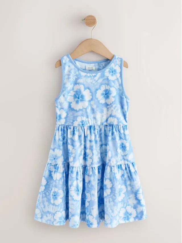 Next Meisjes - Op de rug gedraaide zomerjurk - Blauw Blue Tie-Dye