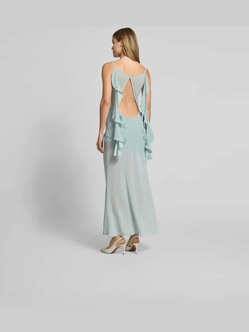Rotate Maxi-jurk met geborduurde bloemen lichtblauw, foto 3