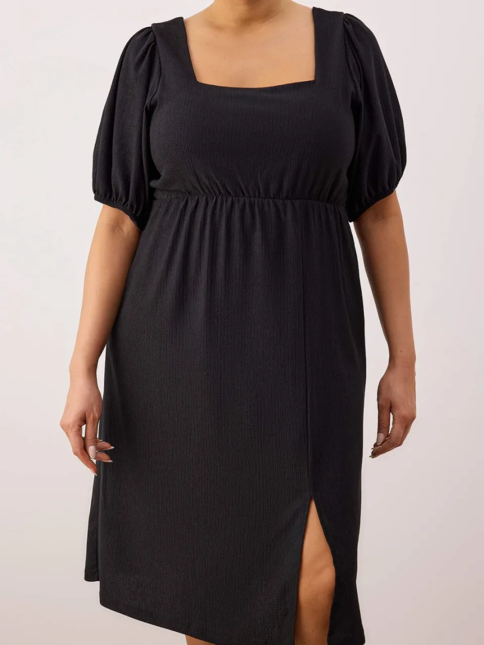 Trendyol Curve Dames Zwart Effen Kort / Mini Kort Casual A-lijn Grote maten Jurk, foto 2