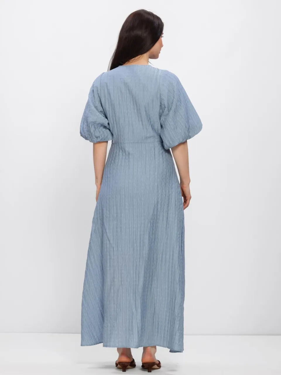 SELECTED WOMEN Dames Jurken Slfmaddie Ss Closed Back Midi Dress - Lichtblauw, foto 3